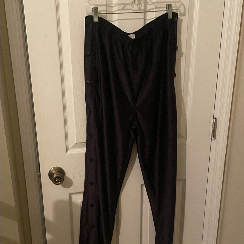 Black Snap Button Track Pants